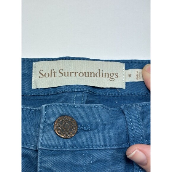 Soft Surroundings Jeans Teal Blue 10 Stretch 5 Pocket Style Tapered Dopamine - Picture 3 of 11